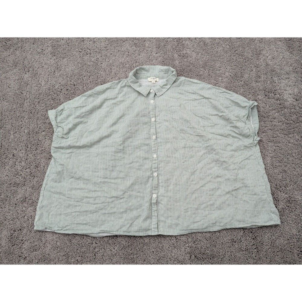 Umgee Blouse Womens‎ Large Striped Green Lightweight
